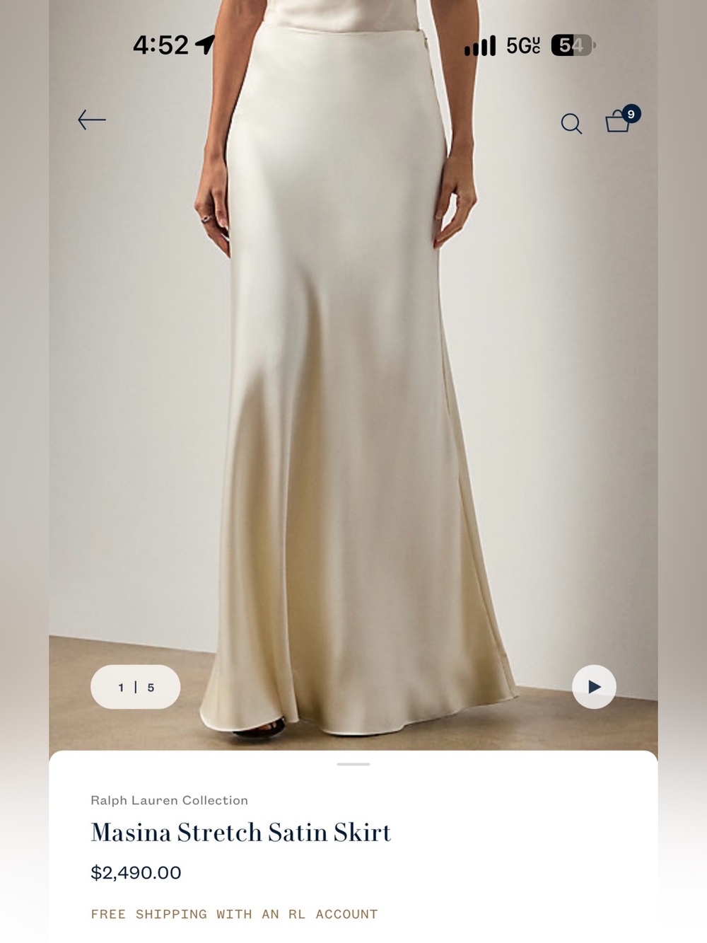 RALPH LAUREN COLLECTION BRIDAL MASSINA STRETCH SATIN SKIRT IN WHITE - Picture 7 of 12